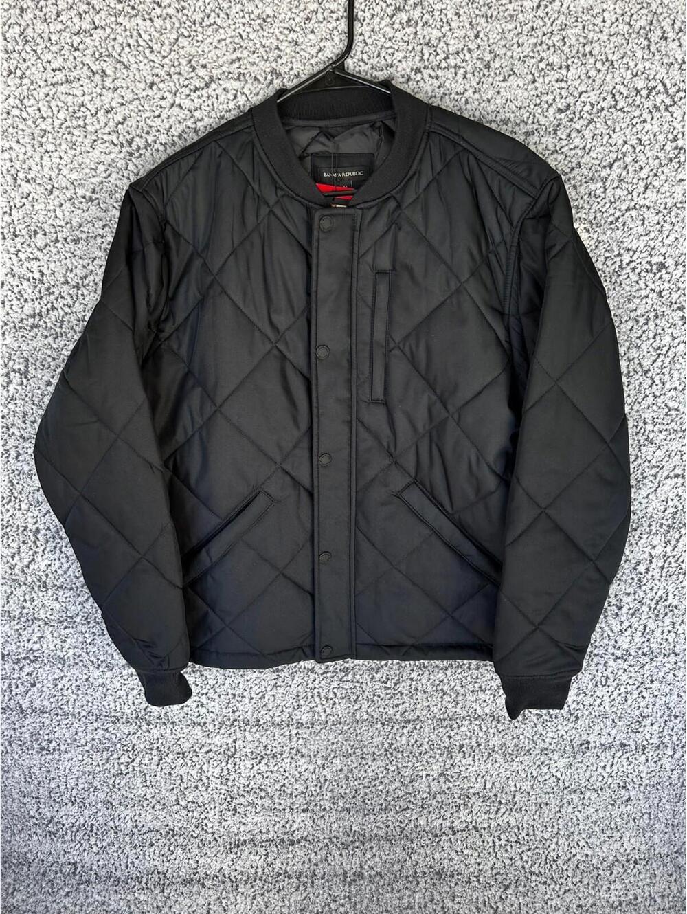 Banana Republic Quilted Bomber Jacket Black Mens Medium NWT